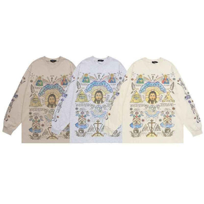 Washed-out Vintage Retro Style Sweatshirt For Men null