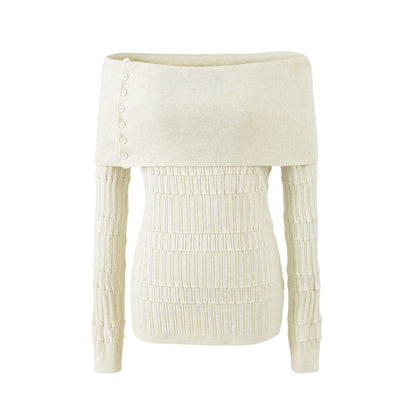 Apricot Off-Shoulder Knit Top Apricot