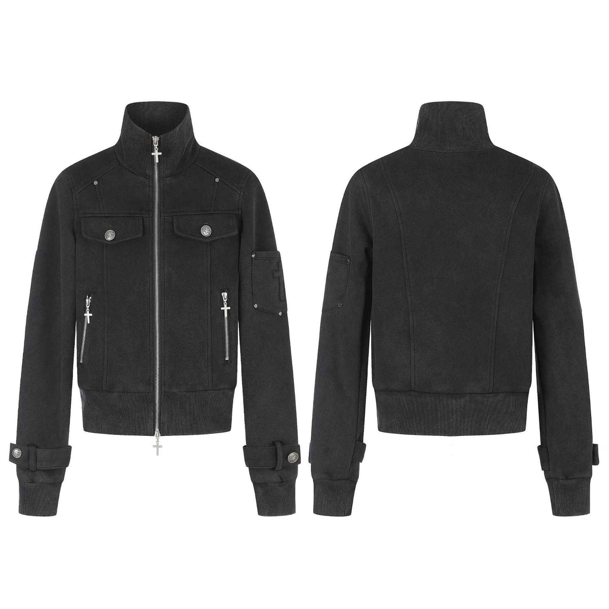 Dark Cargo Crop Jacket with Cross Multi-Pocket Detail For Women | MuddyStock Originals