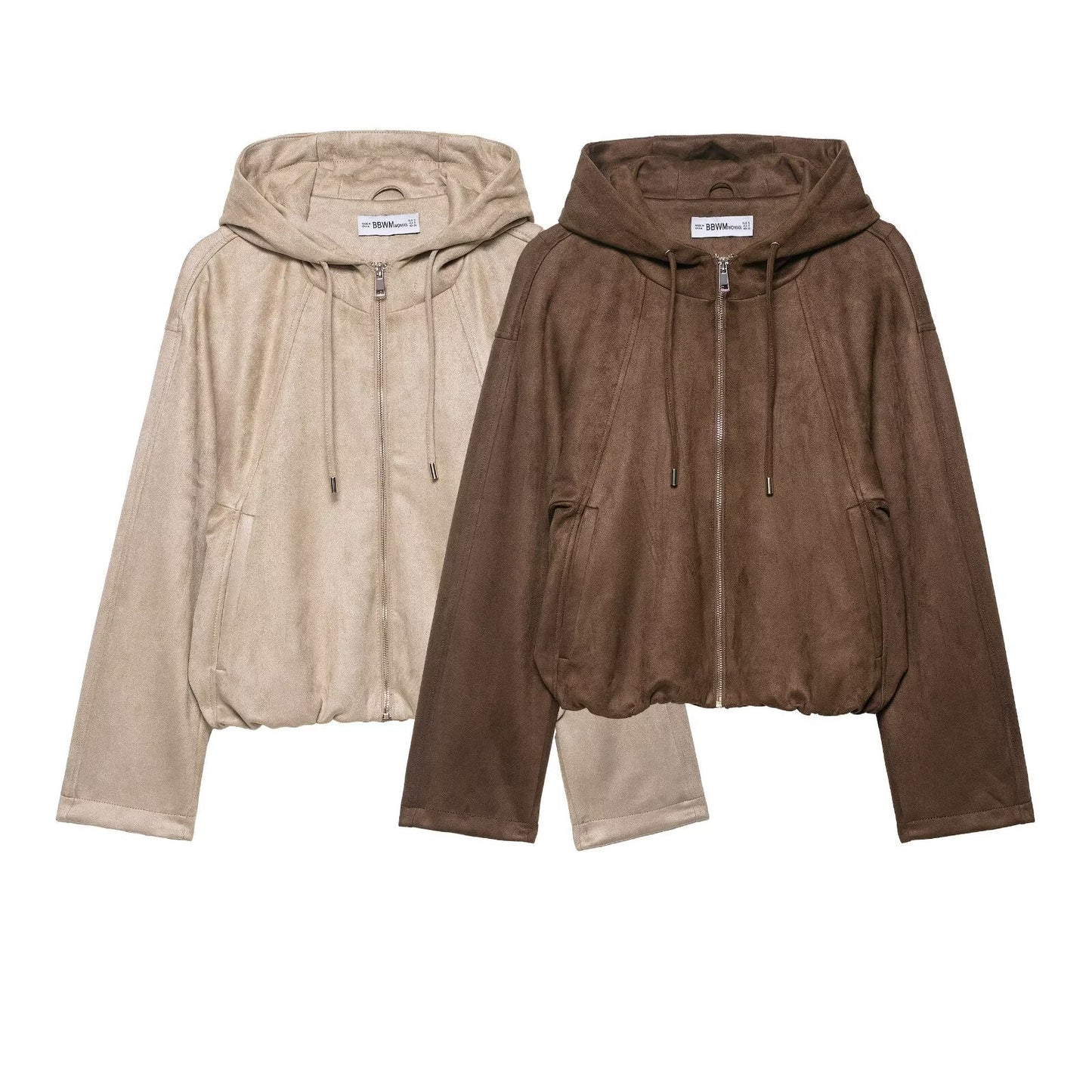 Loose Hooded Faux Velvet Short Jacket for Women eprolo