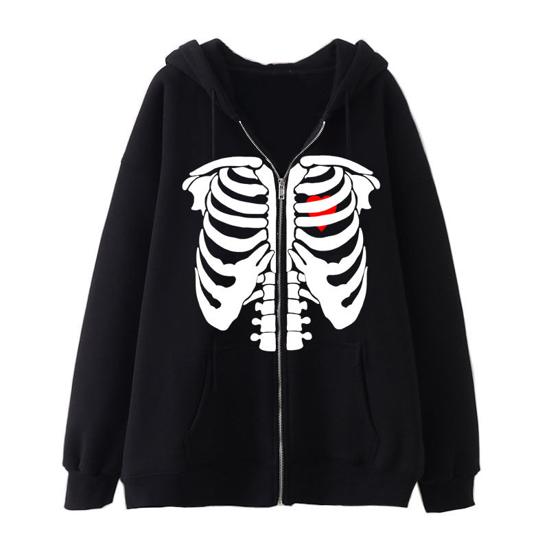High Street Skeleton Hoodie For Women Black Style 3 All Products