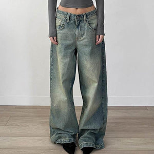 Loose solid color minimalist washed denim jeans For Women | MuddyStock Originals Light Blue