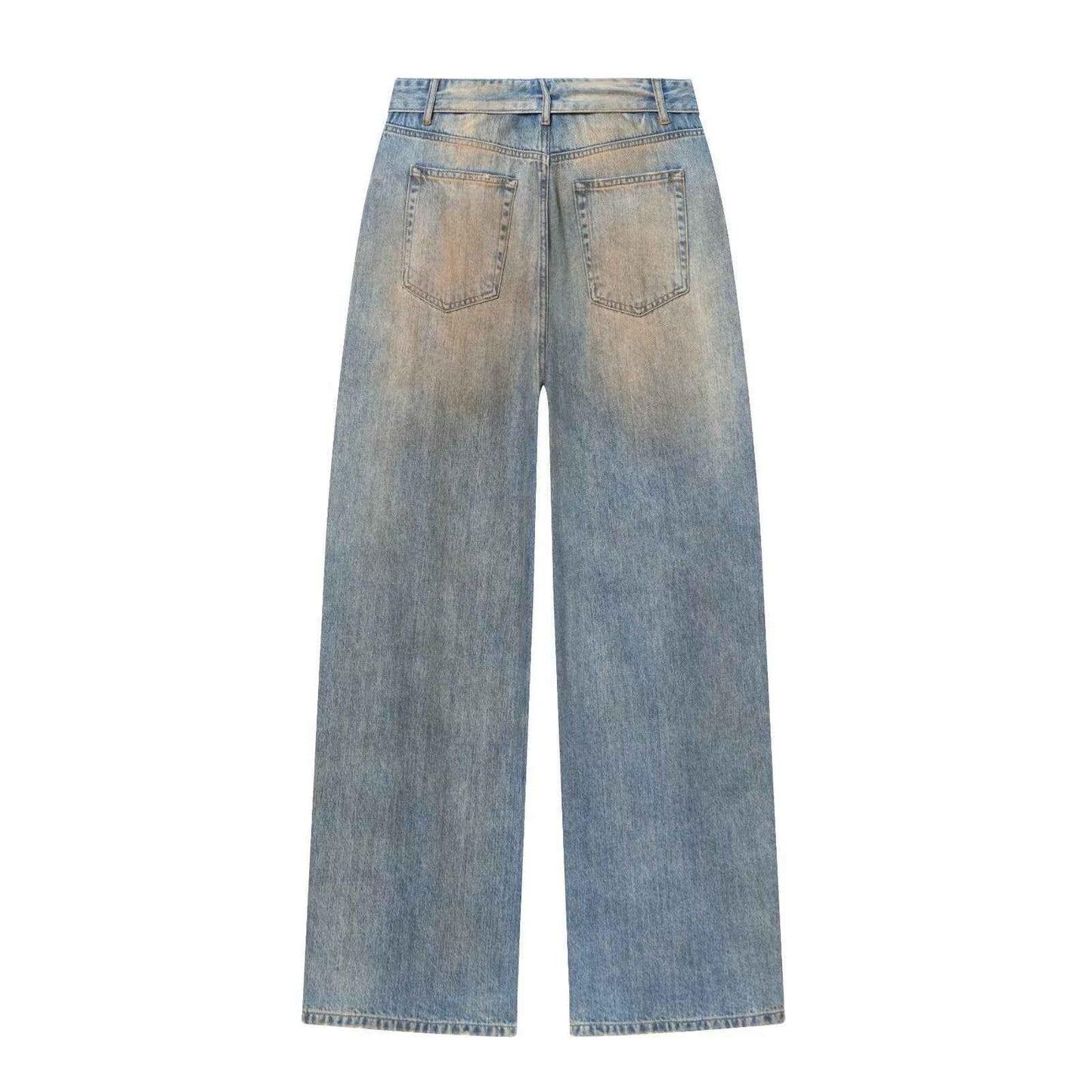 Mid waist casual ripped and flared jeans