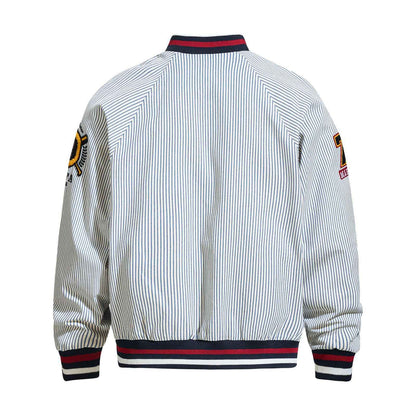 Letter Embroidery Stripe Baseball Jacket For Men | MuddyStock Originals MuddyStock