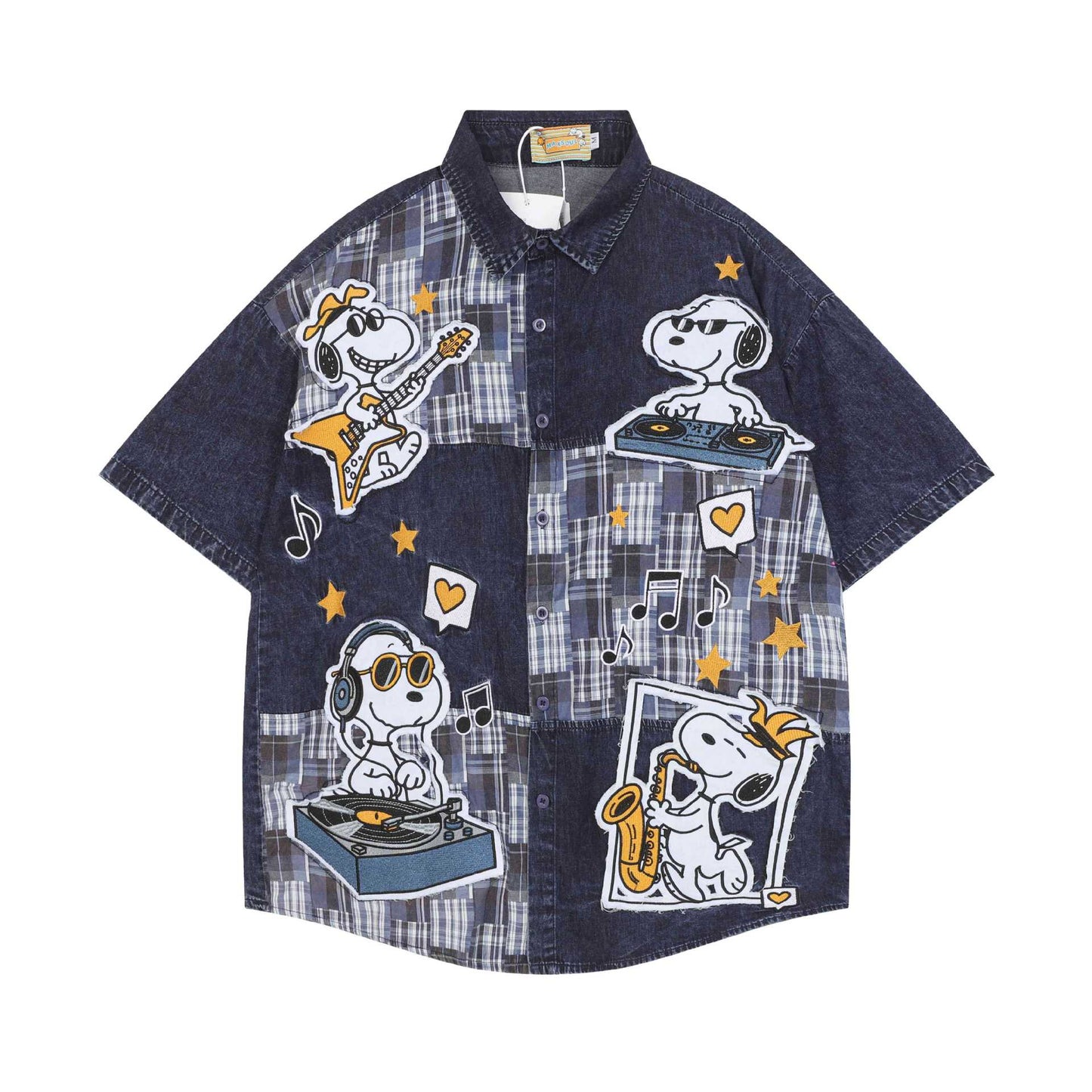 Music Snoopy Design Short Sleeve Shirt For Women | MuddyStock Originals Navy Blue
