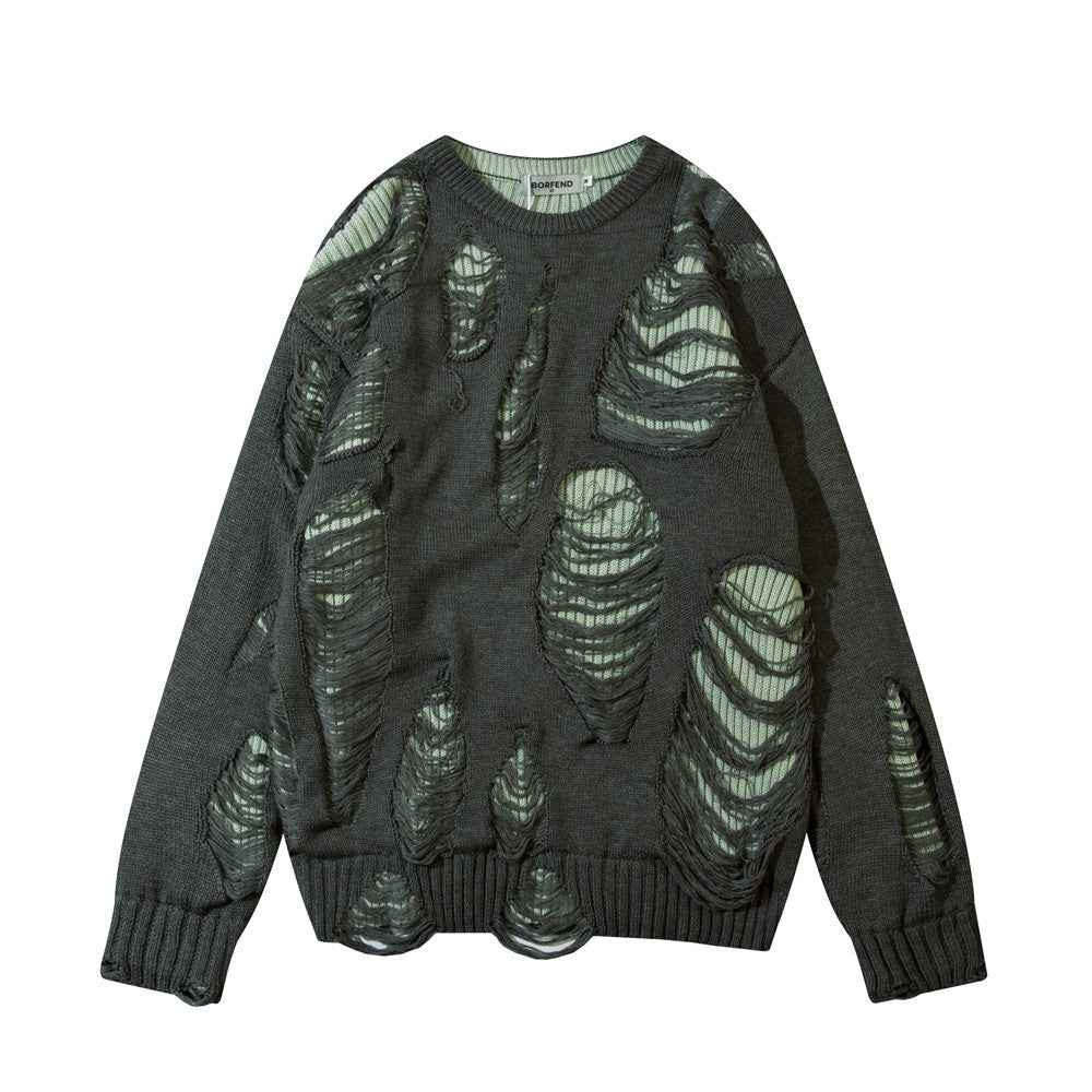 Relaxed Slouchy Round Neck Long Sleeve Sweater For Men And Women Grey null