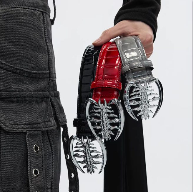 Metal Ribbed Buckle Niche Belt