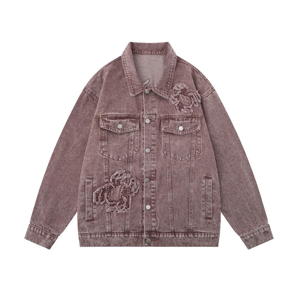 Paste Cloth Embroidery Spider Jacket For Women Red null