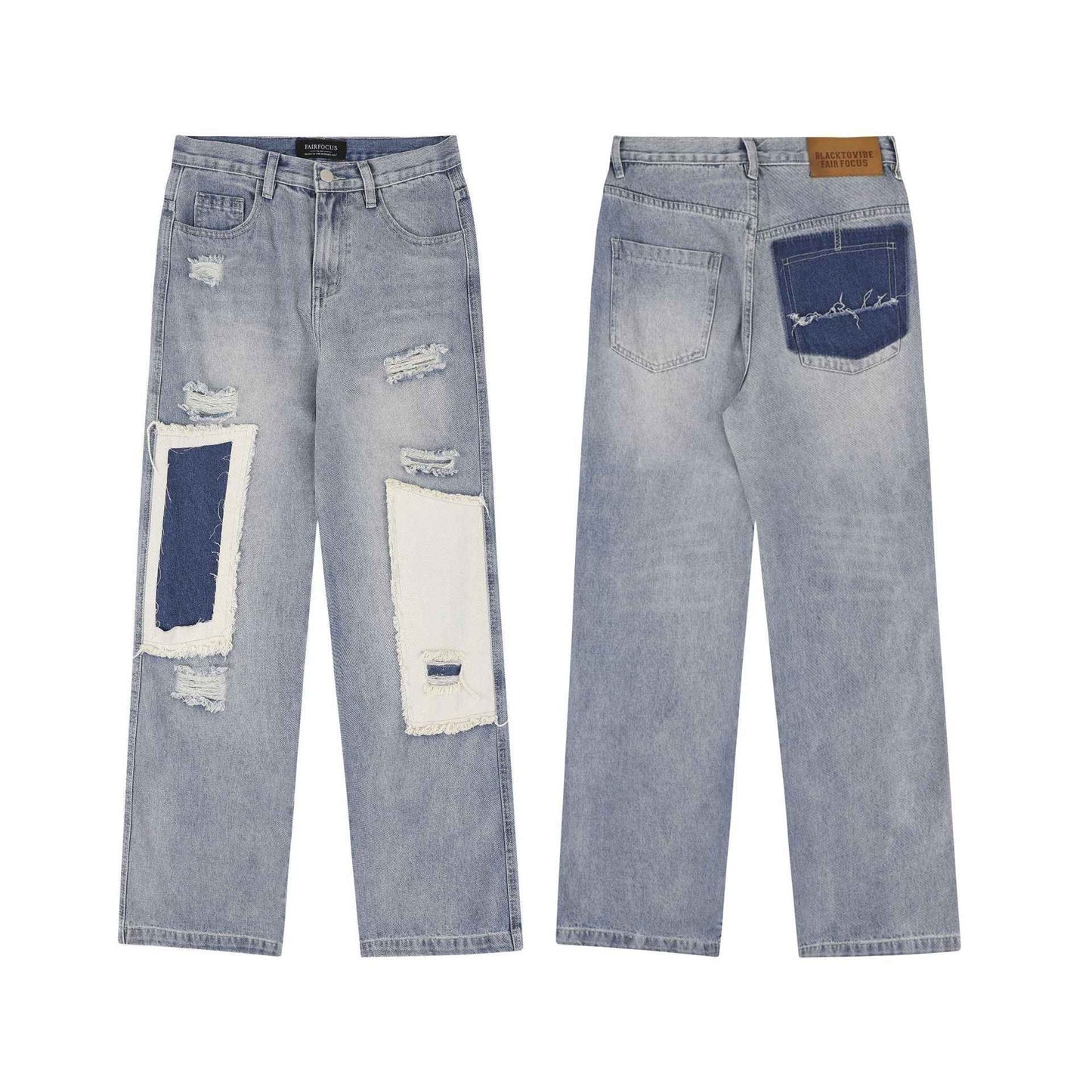 American-style Distressed Straight Casual Jeans For Women MuddyStock