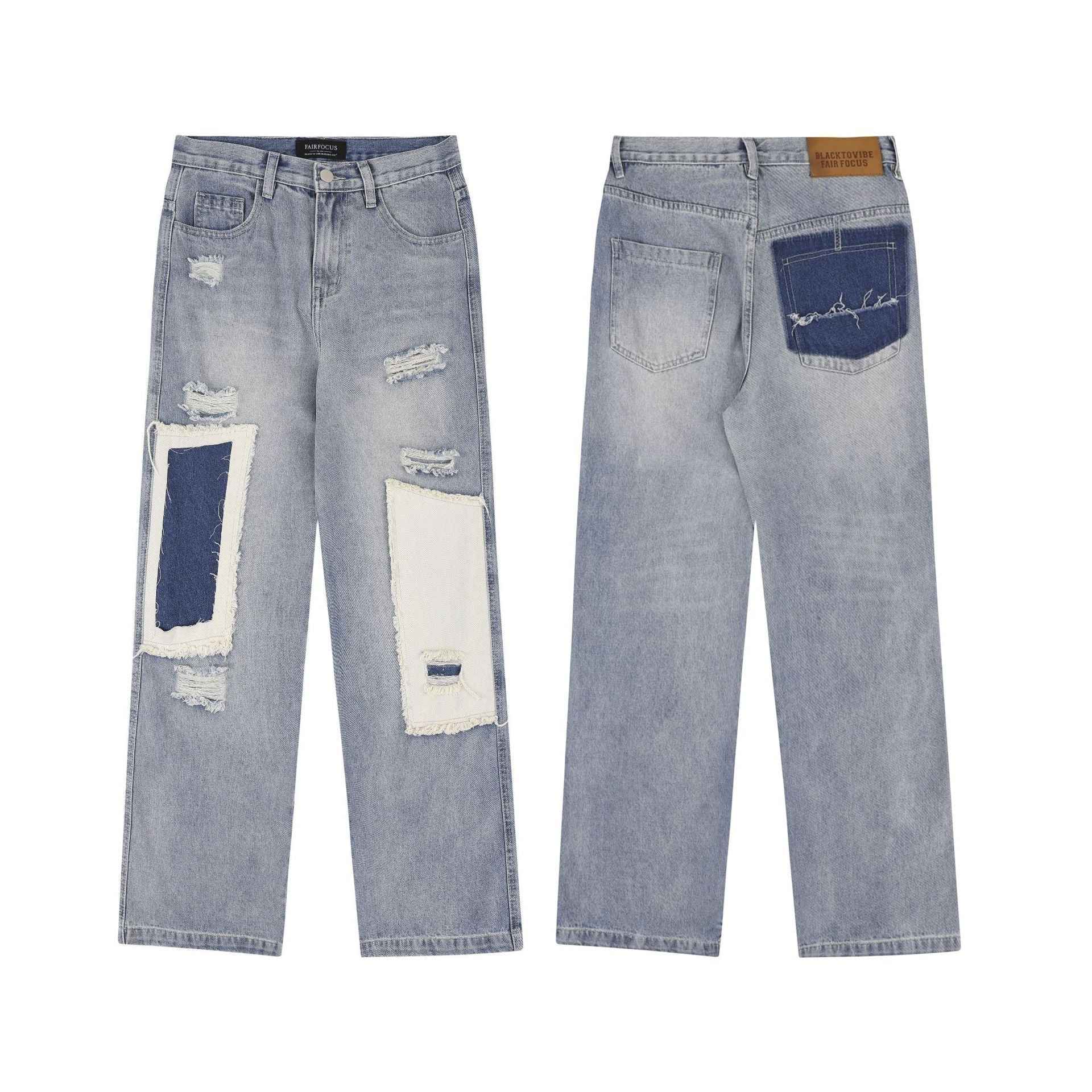 American-style Distressed Straight Casual Jeans For Women MuddyStock