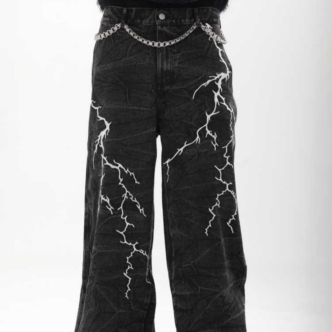 American-style Vintage Niche Washed Denim Jeans For Men Black