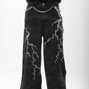 American-style Vintage Niche Washed Denim Jeans For Men Black