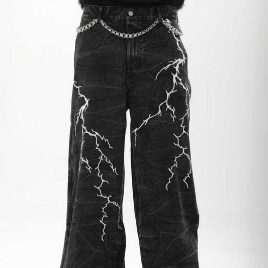 American-style Vintage Niche Washed Denim Jeans For Men Black