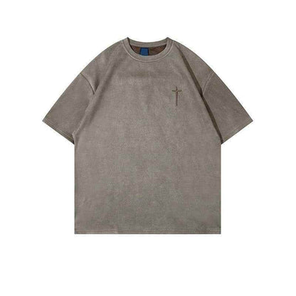 Retro Alphabet Embroidered T-shirt Men MuddyStock