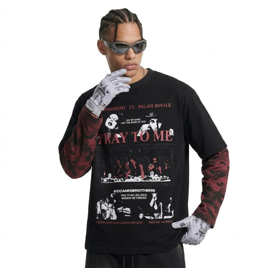 Camouflage fake two long sleeved T-shirt for men | MuddyStock Originals