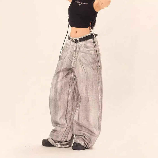 Wash and tie dye straight leg loose jeans for women | MuddyStock Originals MuddyStock