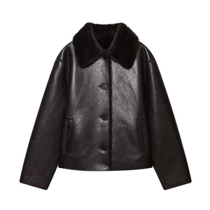Fashionable And Casual Faux-leather Jacket For Women Picture Color All Products