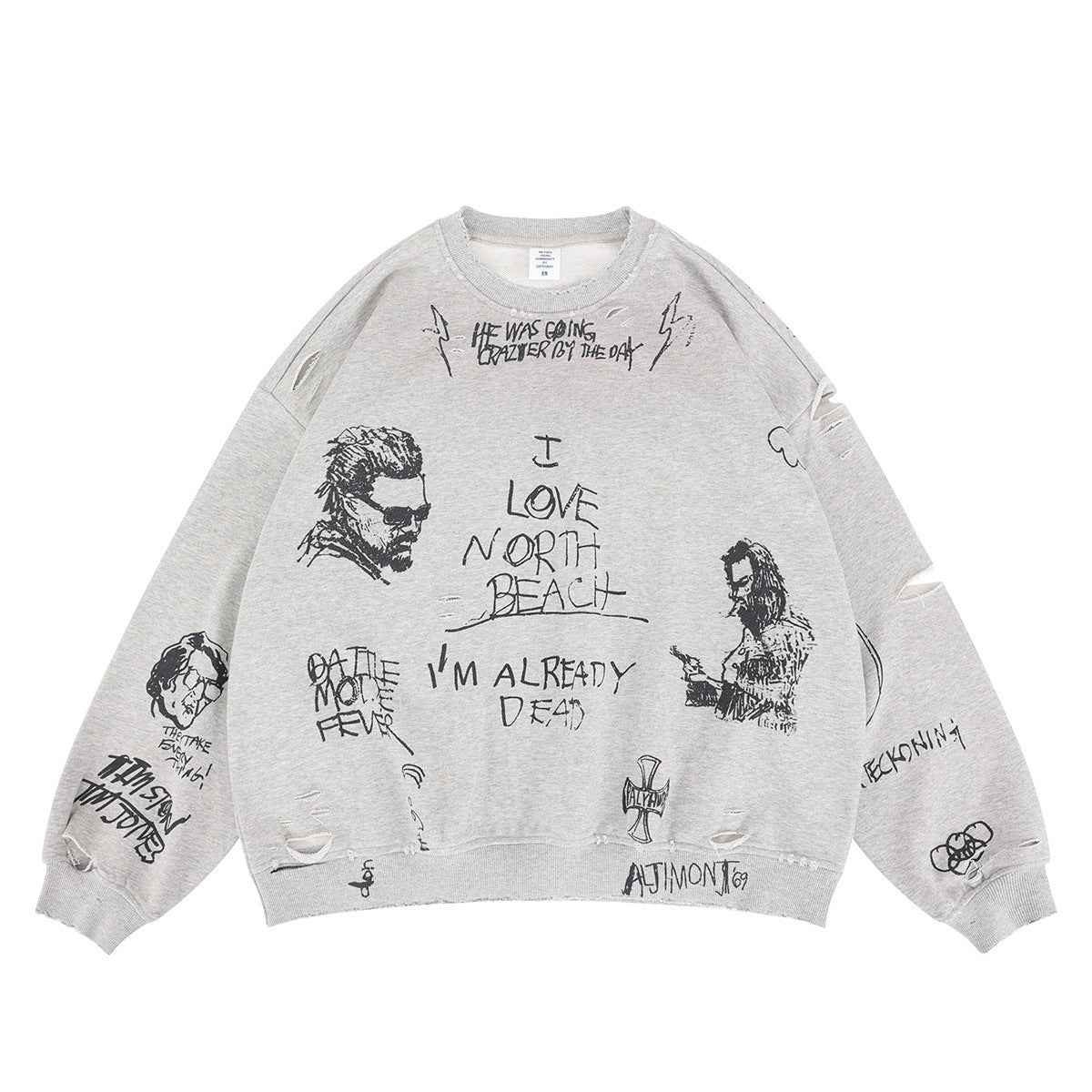 Faded Distressed Retro Crewneck Sweatshirt For Men | MuddyStock Originals