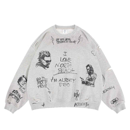 Faded Distressed Retro Crewneck Sweatshirt For Men | MuddyStock Originals
