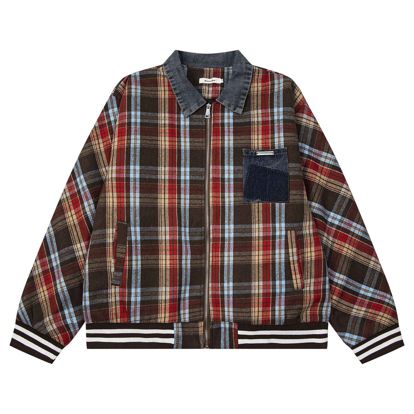 Plaid patchwork jacket for women | MuddyStock Originals Red MuddyStock