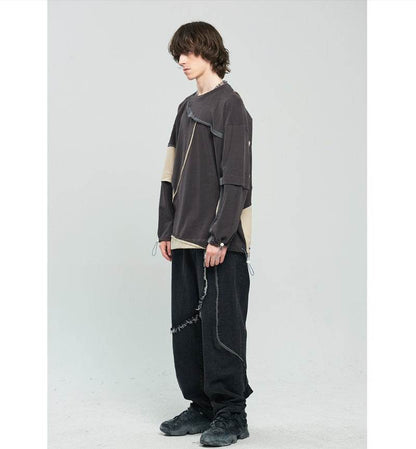 Contrasting color long-sleeve hooded sweatshirt For Men MuddyStock