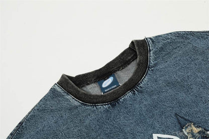 Fashion Patch Cat Beard Denim Coat For Men And Women MuddyStock