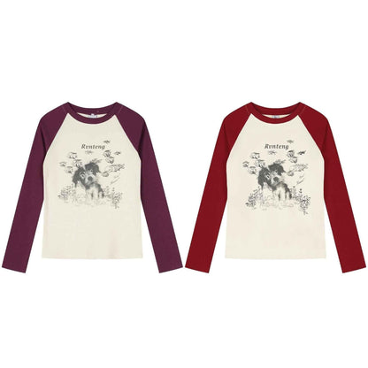 cartoon puppy long sleeved T-shirt for women | MuddyStock Originals