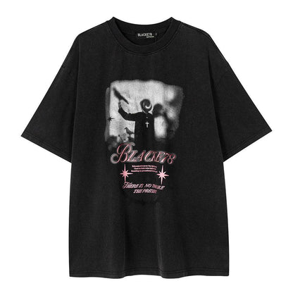 Men's Summer Pure Cotton Half Sleeve T-shirt Retro Black MuddyStock