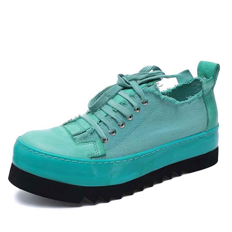 Canvas Breathable Hand Dyed Thick Soled Shoes For Men And Women null