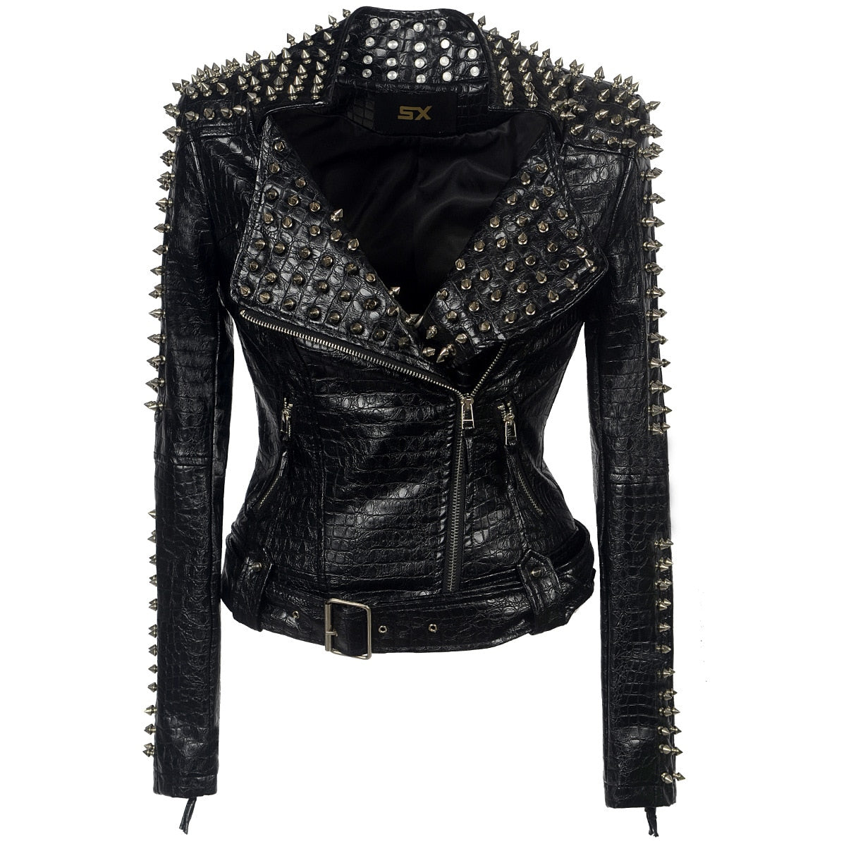 Short leather jacket for women Black