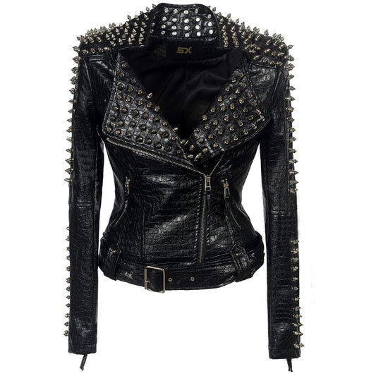 Short leather jacket for women Black
