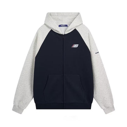 Retro Raglan Cardigan Hoodie Men's Autumn And Winter New Blue All Products