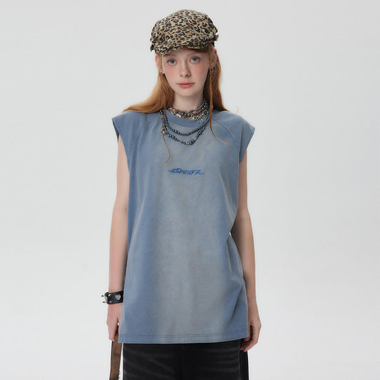 Distressed Washed Gradient Sleeveless Vest For Men