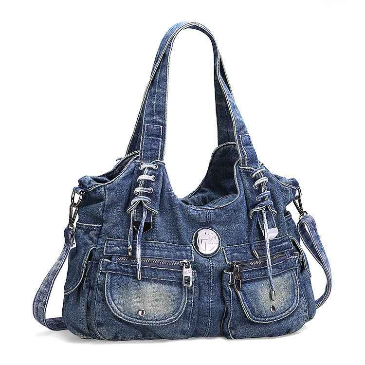 Denim Shoulder Bag For Women Dark Blue