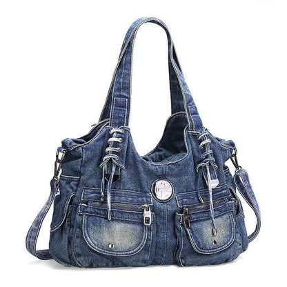 Denim Shoulder Bag For Women Dark Blue