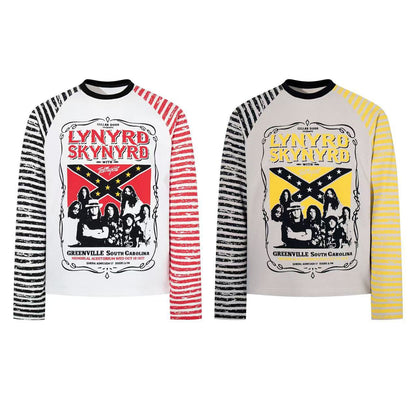 Striped patchwork shoulder long sleeved T-shirt for men | MuddyStock Originals