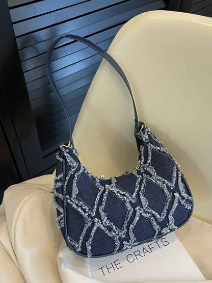Raw Edge Cloth Shoulder Bag For Women | MuddyStock Originals French Blue One Size