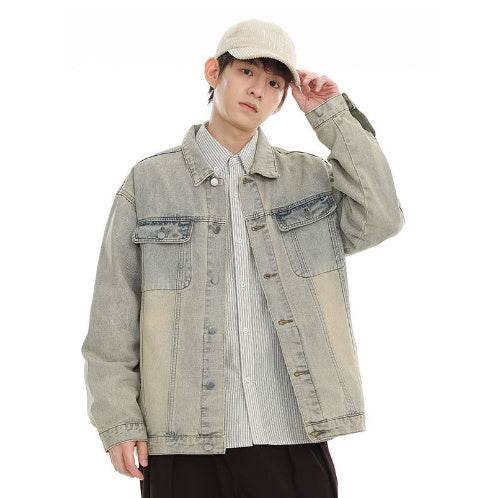American Retro Washed Denim Jacket Fall And Winter Lapels Jacket MuddyStock
