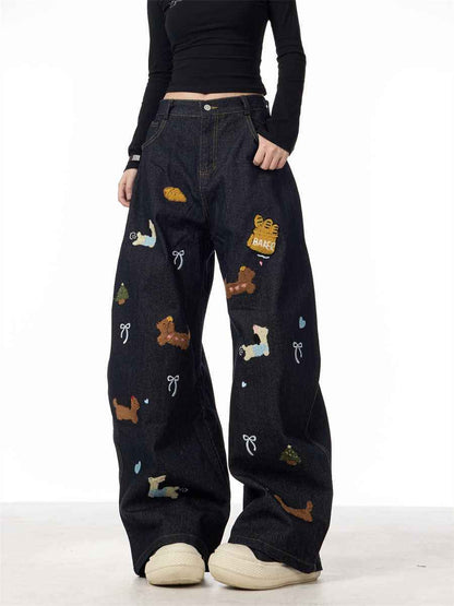 Sausage Dog Patchwork Jeans For Women MuddyStock