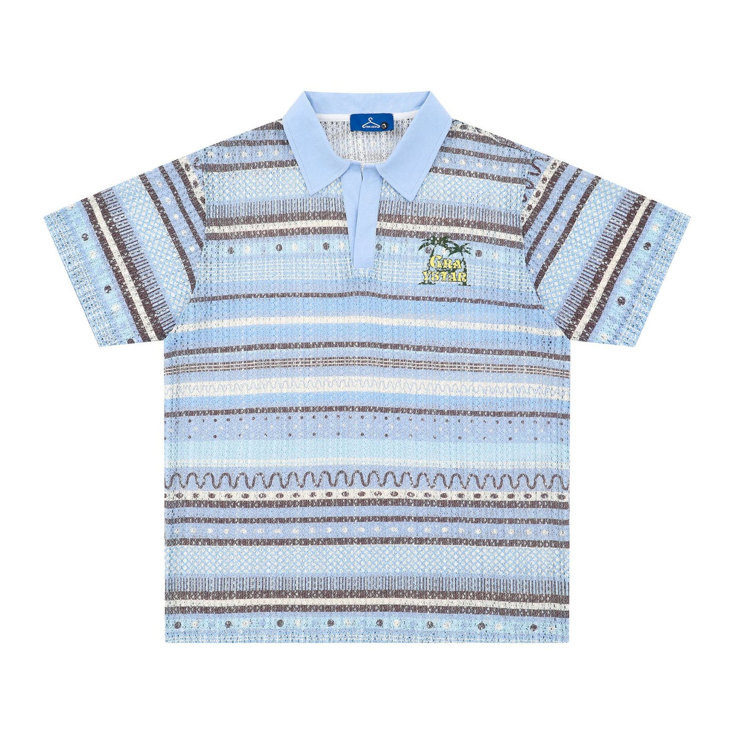 Printed Shirt Loose Leisure All-matching Men's T-shirt Blue