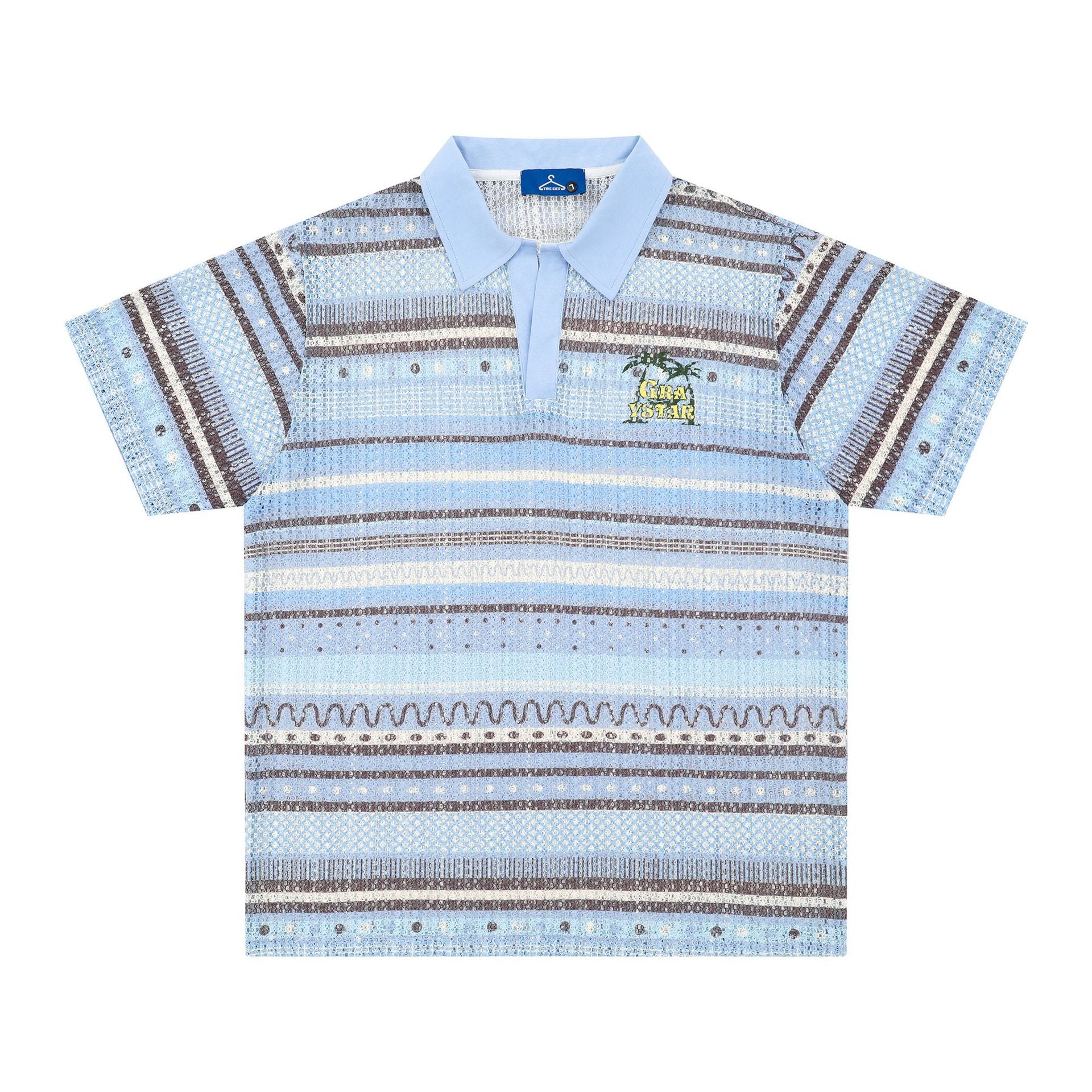 Printed Shirt Loose Leisure All-matching Men's T-shirt Blue