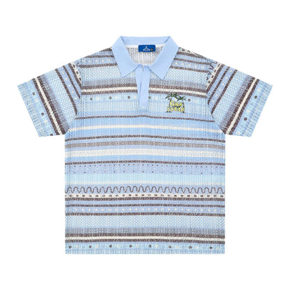Printed Shirt Loose Leisure All-matching Men's T-shirt Blue