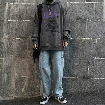 Trendy Loose Student Couple Sports Casual Jacket Grey MuddyStock
