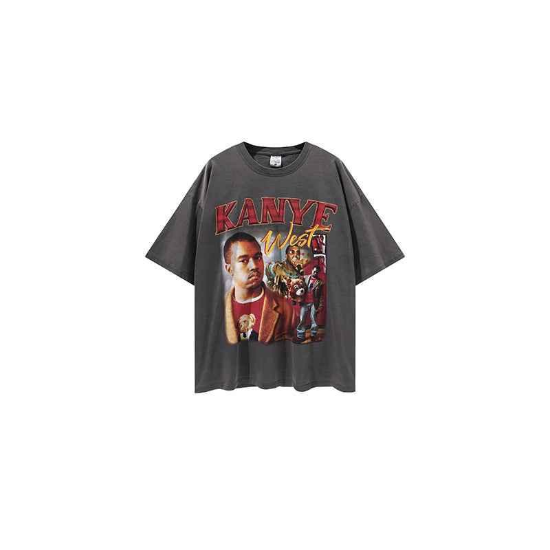 Hip Hop Rapper Printed Casual Short Sleeve T-Shirt For Men And Women Brown null