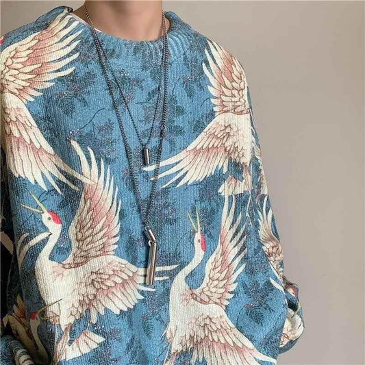 Spring New Style Hong Kong Wind Crane Sweater Boys MuddyStock