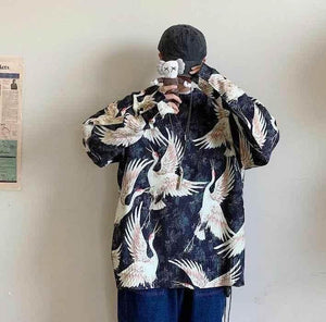 Spring New Style Hong Kong Wind Crane Sweater Boys Black