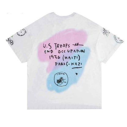 Cartoon Hand Drawn Doodle Print Short Sleeve For Men