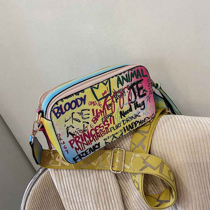 Graffiti Printed Small Bag For Women Colorful null
