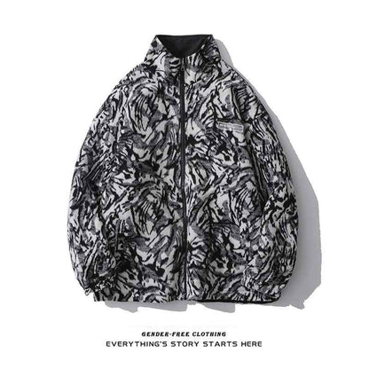 Double-Sided Wear Zebra Pattern Woolen Jacket For Men And Women White MuddyStock