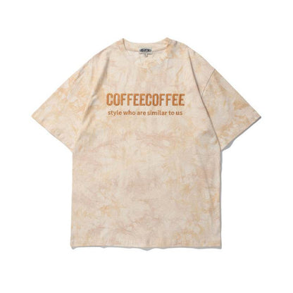 Short-Sleeved Loose Street Tie-Dye T-Shirt For Men And Women Yellow MuddyStock